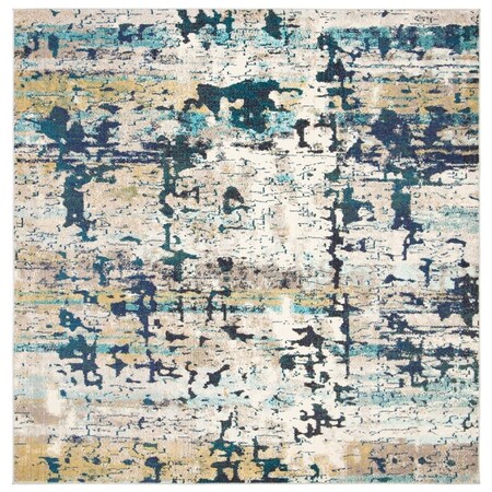 Safavieh 5 x 5 ft. Madison 400 Power Loomed Square Area Rug Cream & Blue MAD469B-5SQ